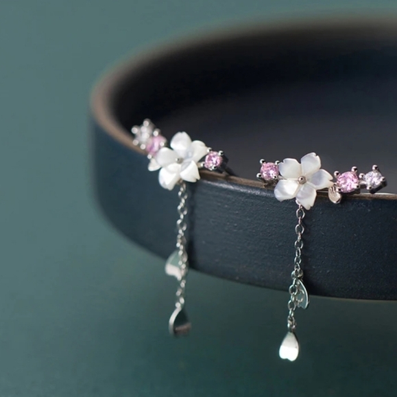 Flower Blossom Dangle Earrings - Picture 4 of 8